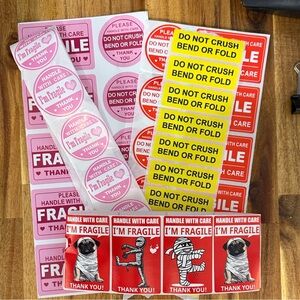 80 Assorted Fragile and Handle With Care Stickers